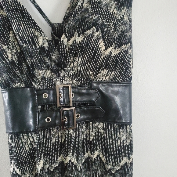 90s vintage Metropark mini dress Belted bikercore mobwive deep v front - Picture 2 of 10